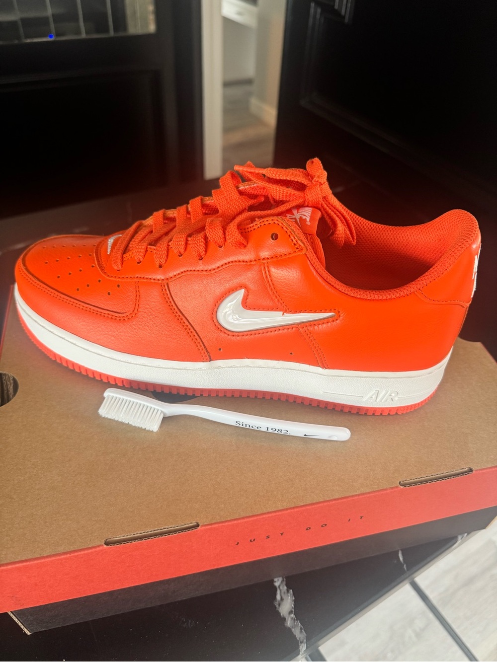 Nike Air Force 1 Low “Jewel” in Safety Orange with White Swoosh Sz12